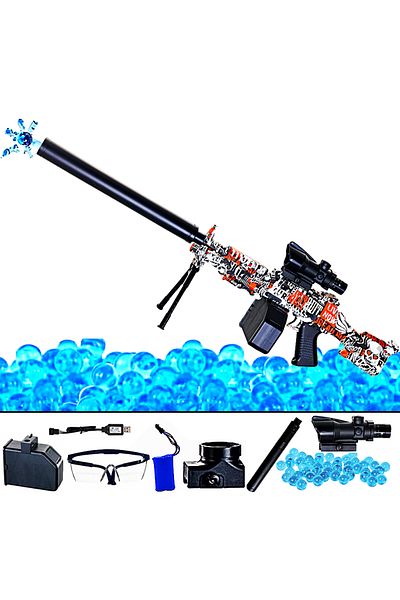SprintMag Pusca Automata de Jucarie 5000 Bile Gel Amortizor Trepied Acumulator 7.4V 81CM Negru/Rosu SprintMag®
