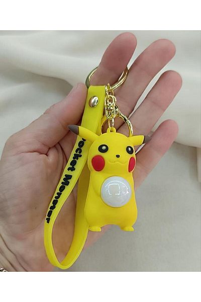 Hd Marketim Keychain Pokemon Pikachu Lighted Cartoon Silicone Keychain Bag Wallet Ornament