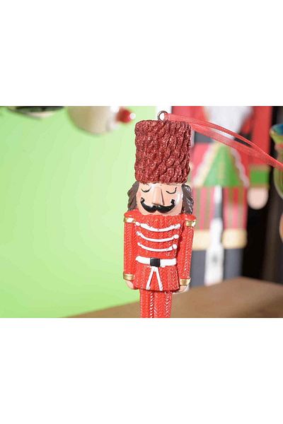 Decorer Nutcracker Christmas tree ornament made of red black polyresin 5x2x13 cm