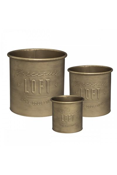 Atmosphera Créateur D'intérieur Set de 3 ghivece Golden Loft, metalice, 20,3xÎ18,5 cm, 24,5xÎ23,5 cm, 30xÎ30,4 cm
