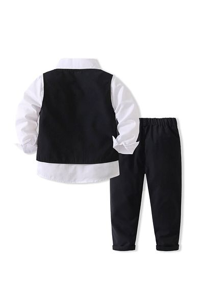 Kidohug Elegant boys' suit, Kidohug, 4 pieces: White shirt, Long pants, Vest, Bow tie