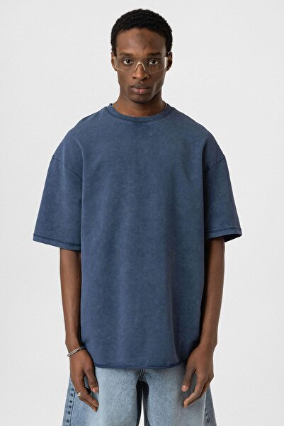 VAMOSCLO Πλενόμενο μπλουζάκι Basic oversized Indigo