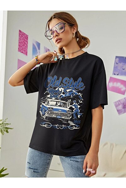 YRN COLLECTION Γυναικεία/Κορίτσια Μαύρο μπλουζάκι Oversize Old Style