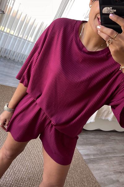 MJAMASS Cherry Color Casual Shorts Set