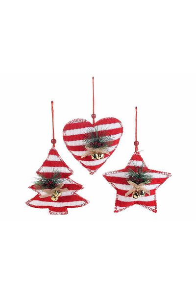 Decorer Set 3 ornaments for Christmas tree - white and red, 13x13 cm