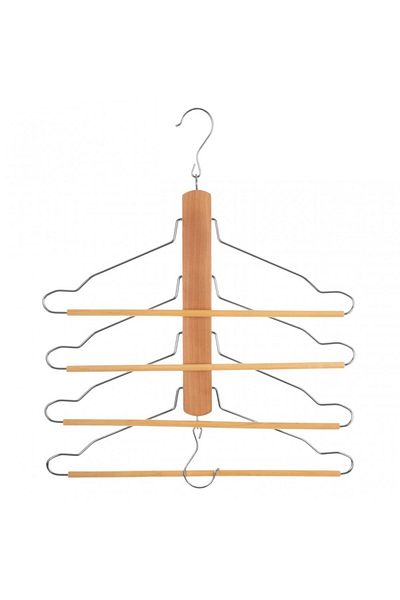 5 five simply smart Set of 4 Kalpen Multifunctional hangers, wood, steel, 41.7 x 3 x H 44.5 cm