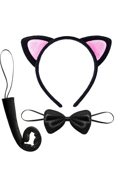 Emperium Cat Ear Tail and Bow Tie Set of 3 Children's Size Pink Color
