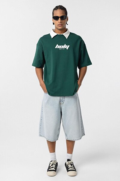 VAMOSCLO Μπλουζάκι με λαιμόκοψη πόλο oversized με τύπωμα Nefti