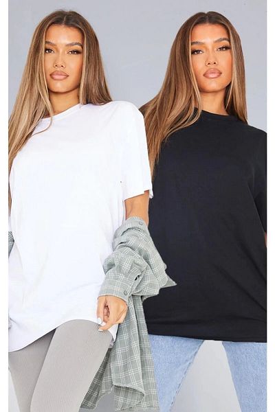 Boi Γυναικεία/Κορίτσια Ασπρόμαυρη 2 Τεμάχια Oversize T-shirt