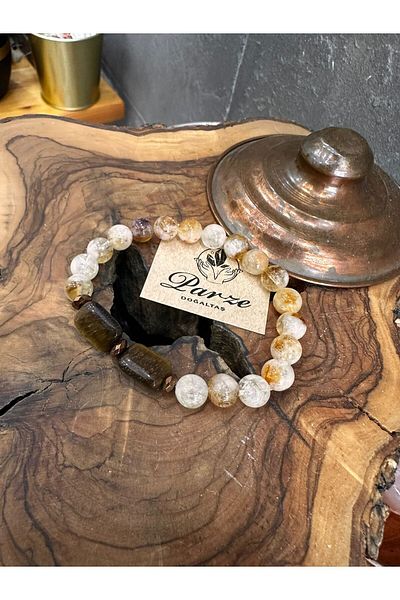 parze doğaltaş Citrine and Tiger's Eye Design Bracelet