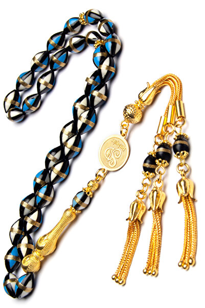 EHİNOS Altın Kaplama Gümüş Püskül Kişiye Özel Tesbih, İşlemeli Kuka Tesbih