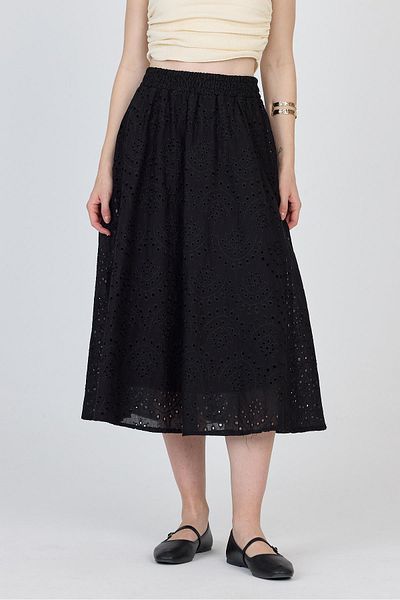 Rays Black Fisto Detailed Midi Skirt 4762A