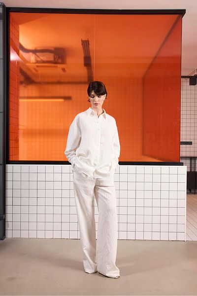 GMG FIRENZE Wide Leg Striped Women's Trousers with Elastic Waist and Istanbul Pockets