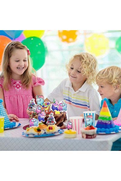BESTZY Set of 120 BESTZY cake decorations, wood/cardboard, multicolor, 10 cm