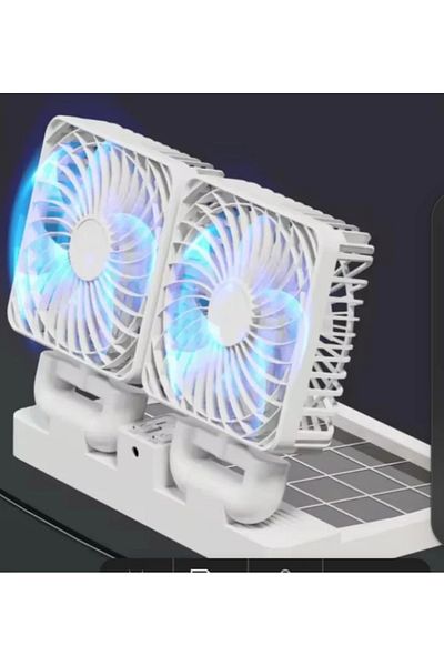 FOXMAG24 Ventilator auto pliabil, portabil, solar, 2 capete, baterie reîncărcabilă, alb