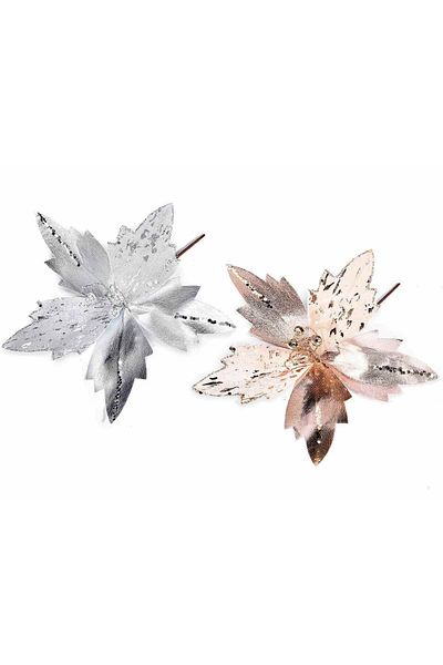 Decorer Set of 2 Christmas trees made of silver pink fabric 19x20 cm