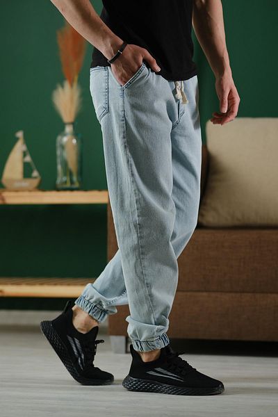 Oksit Pantaloni de jogger din denim din Lycra slim fit Zessi cu talie și talie elastică