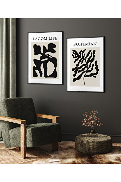 HOMEPACK İkili Ahşap Çerçeveli Tablo, 2 Parça Poster Tablo, IKILI082-30X40