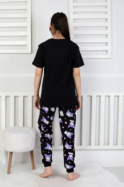 Nisanca Kids Пижамен комплект за момичета с шарка Kuromi, 100% памук – лятно домашно облекло – удобен, дишащ, с къс ръкав