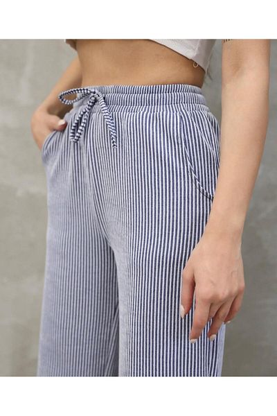 CNG MODA Unisex Waterway Striped Linen Blend Baggy Trousers