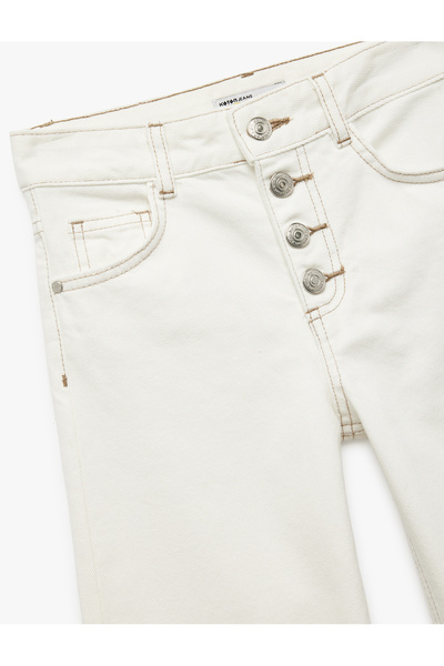 Koton Pantaloni confortabili din denim cu croială nasturi din bumbac