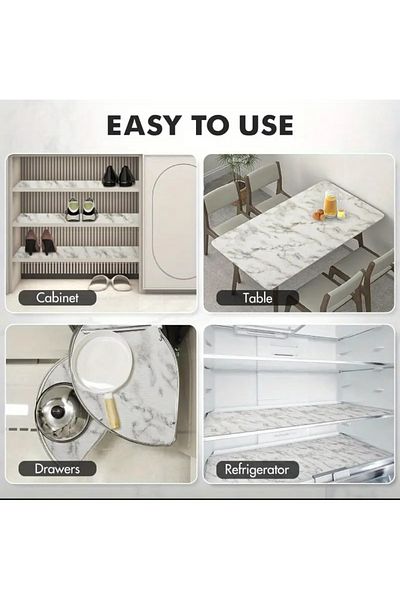 Blue Home Multi-Purpose Non-Slip Decorative Shelf and Inside Cabinet Cover Size: 50 cm X 15 m Marble Design