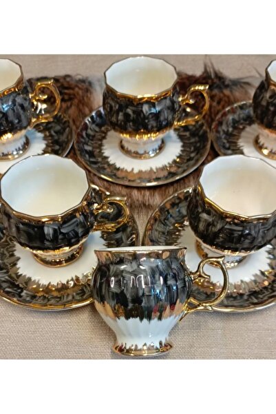 BY.RAYKA PORSELEN El Dekor Nuranca Porcelain Hand Decor Painting Cup Set
