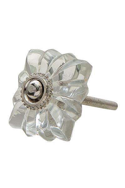 Clayre & Eef Furniture button made of iron and transparent glass 4x4x3 cm