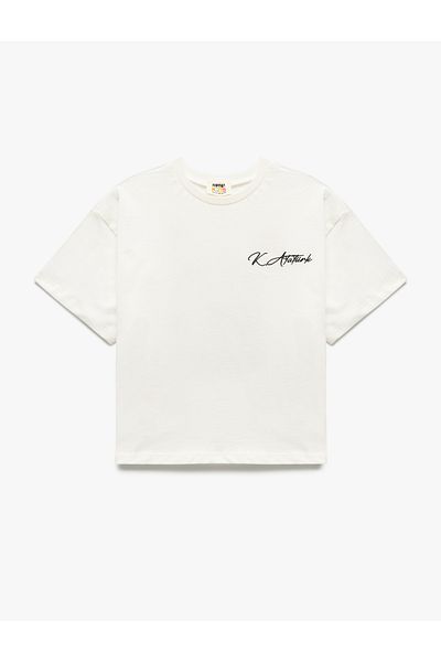 Koton Ataturk Printed April 23 Themed Short Sleeve Cotton T-Shirt