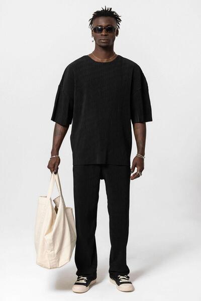 VAMOSCLO Basic oversized Σετ οθωμανικό με λαιμόκοψη μαύρο