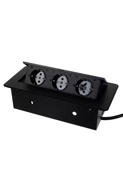 varioshop VarioShop® Furniture Socket, 3 Schuko Sockets, 1.9 m Power Cable, Recessed, Ne