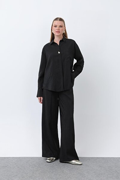 Soul قميص نسائي بأزرار مفصلة - 32333GML - أسود