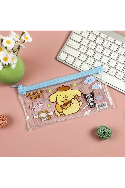 So Iconic Sanrio Hello Kitty Transparent A4 Envelope File & Pom Pom Purin Transparent Pencil Case
