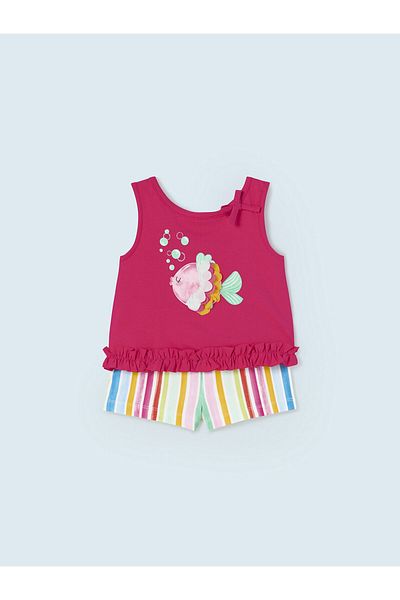 MAYORAL Set de pantaloni scurți din material pentru fete 1277 Colorați