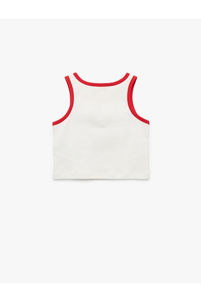 Koton Cotton Sleeveless Crew Neck Bow Cherry Printed Crop Tank Top