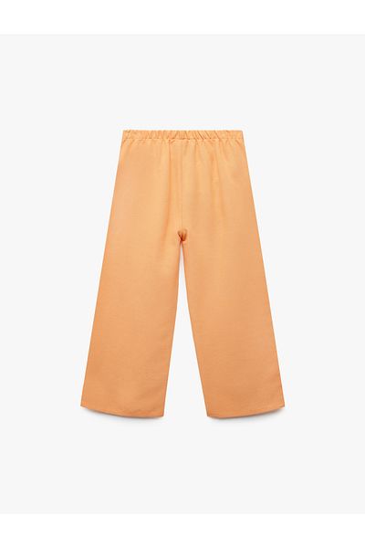 Koton Linen Blend Loose Leg Trousers with Tie Belt Detail