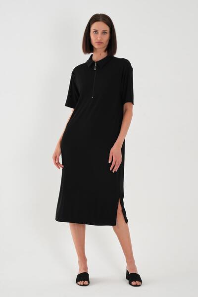 ALEXANDERGARDI فستان بياقة قميص وتفاصيل سحاب (B25-00108)