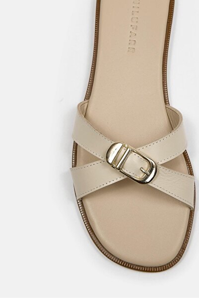 NILUFARR Mazzeo Beige Genuine Leather Women's Slippers