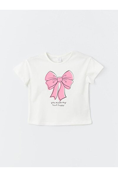 LC Waikiki Crew Neck Printed Short Sleeve T-Shirt for Baby Girl