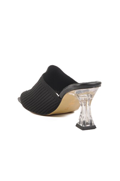 WALKWAY Black Transparent Heeled Women's Slippers T-401 Z