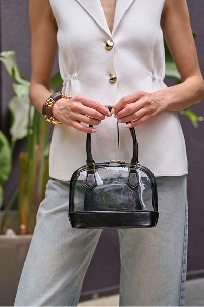 Madamra Black Women's Transparent Mini Hand and Shoulder Bag