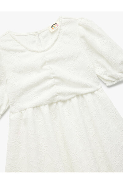 Koton Плаття з круглим вирізом з коротким рукавом з детальною вишивкою Brodge