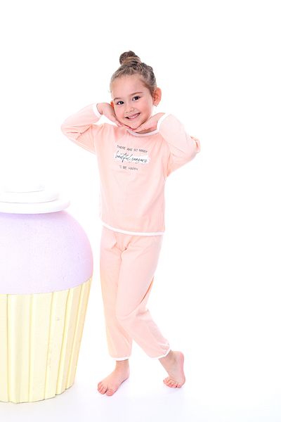 Nisanca Kids Girls' 100% Cotton Patterned Comfortable Pajama Set-Soft and Skin Friendly