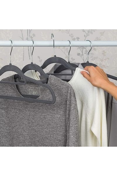varioshop Set of 20 VarioShop® velvet hangers with 360° rotating hook, rounded design for protection