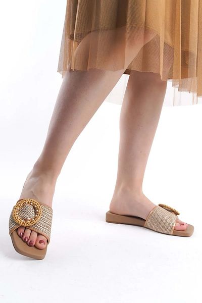 ERDAL KOÇYİĞİT AYAKKABI Ek Pretty 209 Women's Straw Slippers