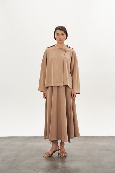 Mevra Modal Jacket Camel with Epaulettes
