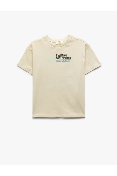 Koton Cotton Crew Neck Printed Short Sleeve T-Shirt