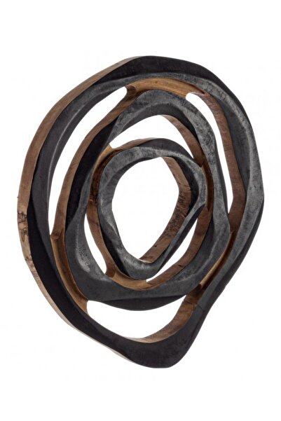 Bizzotto Black and natural Lenwood wooden wall decoration Ø 70 - 75 cm x 5 cm