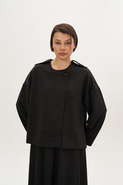 Mevra Modal Jacket with Epaulettes Black