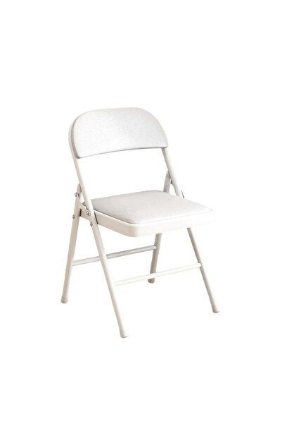 huitich كرسي قابل للطي بساق بيضاء ومقعد ومسند ظهر من الجلد الأبيض ارتفاع 78 س...